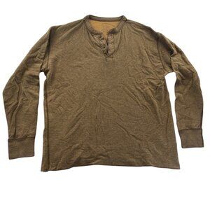 L.L. Bean Mens Henley Shirt XL Tall Brown Heather Long Sleeve Thermal Top Casual
